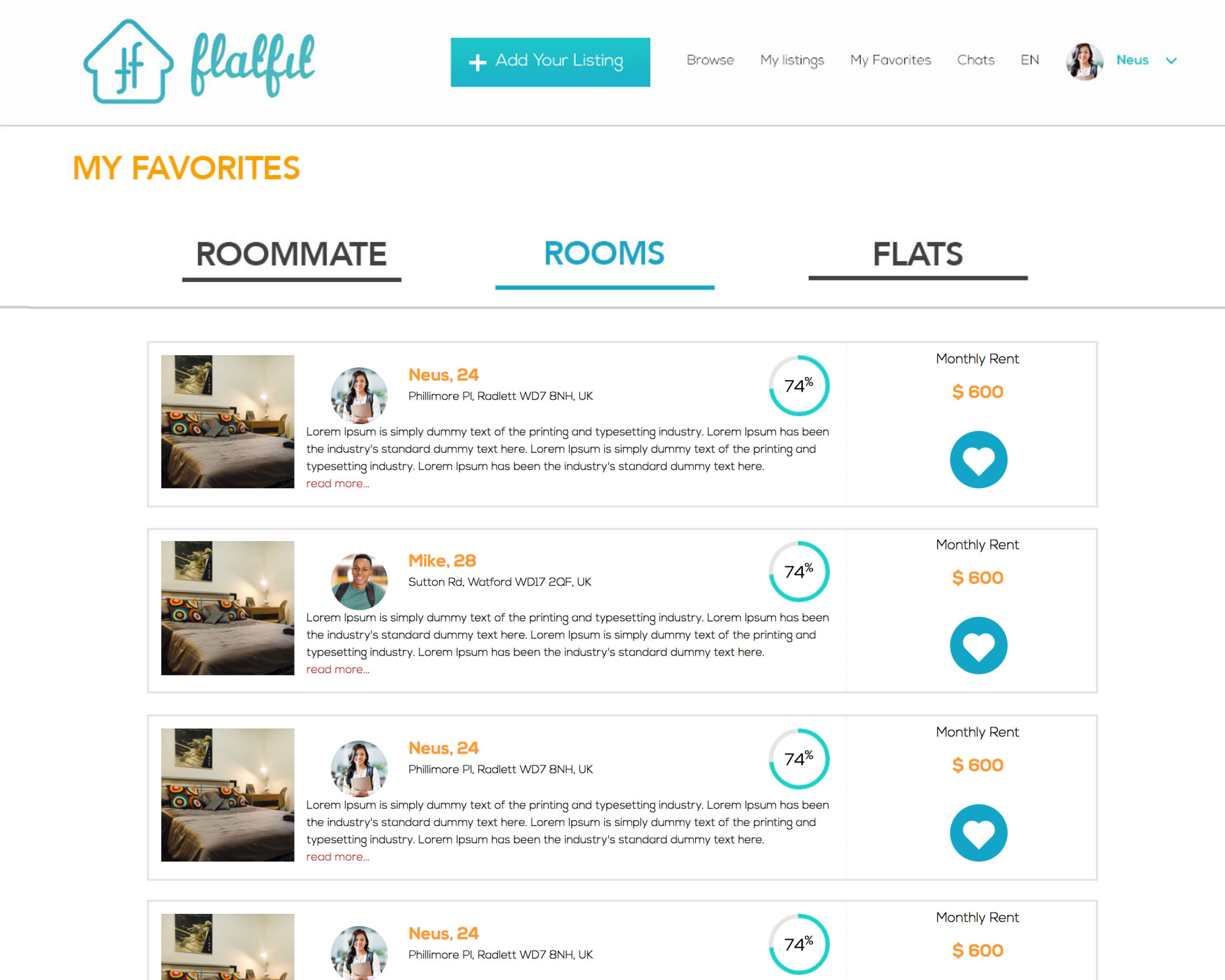 Use Case Example 1 Favorites Rooms